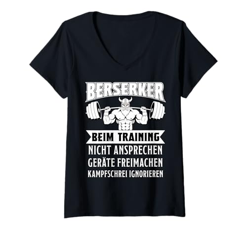 Damen Berserker Beim Training Nicht Ansprechen Wikinger Gym Design T-Shirt mit V-Ausschnitt Damen Berserker Beim Training Nicht Ansprechen Wikinger Gym Design T-Shirt mit V-Ausschnitt von Ludus Geschenkideen coole Styles für Sie und Ihn