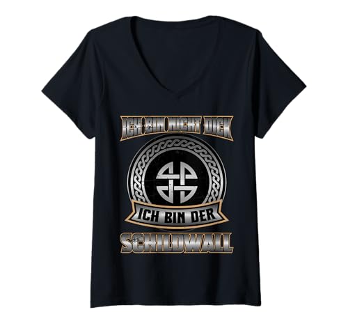 Damen Ich Bin Nicht Dick Ich Bin Der Schildwall Viking Design T-Shirt mit V-Ausschnitt Damen Ich Bin Nicht Dick Ich Bin Der Schildwall Viking Design T-Shirt mit V-Ausschnitt von Ludus Geschenkideen coole Styles für Sie und Ihn