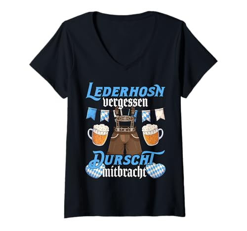 Damen Lederhosen Vergessen Durscht Mitbracht Oktober Funny Design T-Shirt mit V-Ausschnitt Damen Lederhosen Vergessen Durscht Mitbracht Oktober Funny Design T-Shirt mit V-Ausschnitt von Ludus Geschenkideen coole Styles für Sie und Ihn