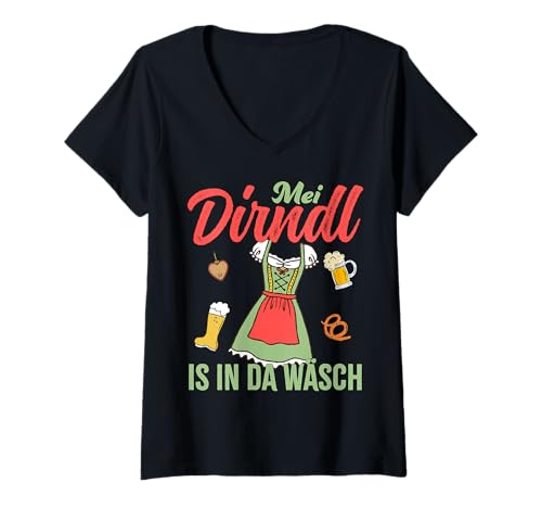Damen MEI Dirndl is In Da Wäsch Brezel Fest Feier Funny Design T-Shirt mit V-Ausschnitt Damen MEI Dirndl is In Da Wäsch Brezel Fest Feier Funny Design T-Shirt mit V-Ausschnitt von Ludus Geschenkideen coole Styles für Sie und Ihn