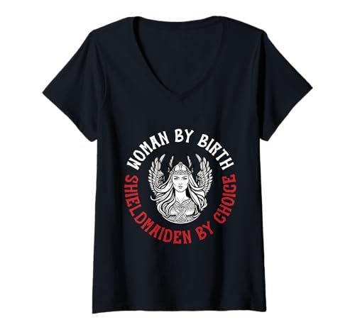 Damen Woman by Birth - Shieldmaiden by Choice Wikinger Design T-Shirt mit V-Ausschnitt Damen Woman by Birth - Shieldmaiden by Choice Wikinger Design T-Shirt mit V-Ausschnitt von Ludus Geschenkideen coole Styles für Sie und Ihn