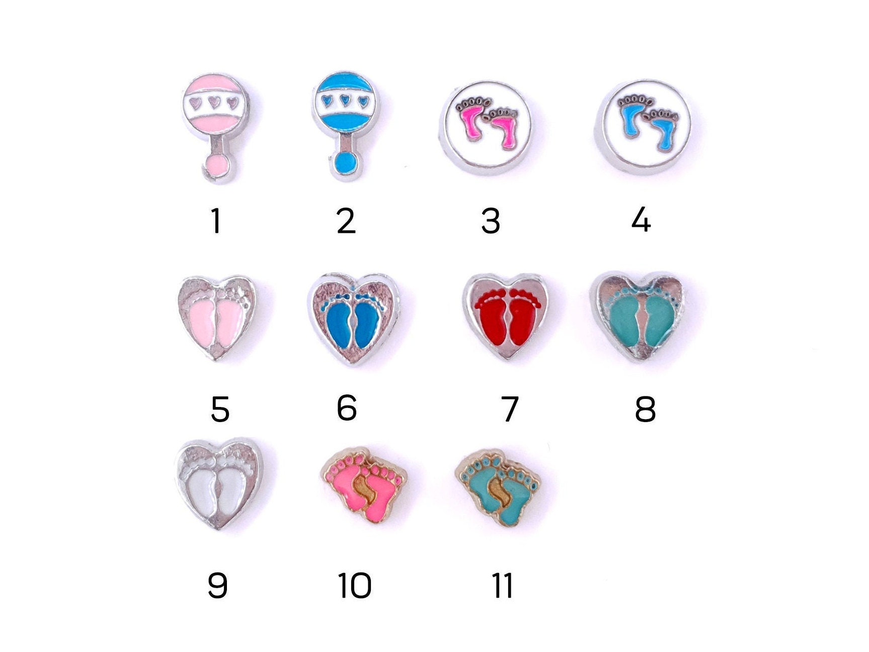 Charm, Baby Rassel, Füße, Rosa, Blau, Rot, Grün, Weiss Floating Charms, Zum Befüllen, Medaillon, Silber, Erinnerungskette, Namenskette Charm, Baby Rassel, Füße, Rosa, Blau, Rot, Grün, Weiss Floating Charms, Zum Befüllen, Medaillon, Silber, Erinnerungskette, Namenskette von LueLDesign