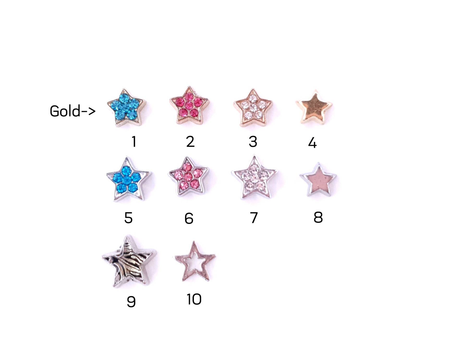 Charm, Stern, Zebra, Zirkonia, Gold, Blau, Rosa, Pink, Elegant, Floating Charms, Zum Befüllen, Medaillon, Silber Charm, Stern, Zebra, Zirkonia, Gold, Blau, Rosa, Pink, Elegant, Floating Charms, Zum Befüllen, Medaillon, Silber von LueLDesign