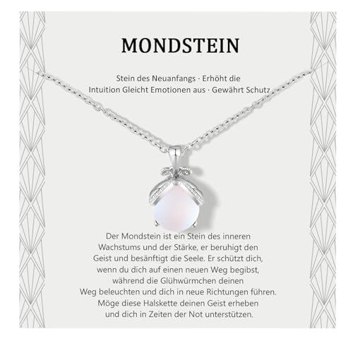 Lueaurra Geschenke für Frauen Halskette Glühwürmchen Mondstein Frau Idee Original Geschenk Teenager Mädchen Geschenke Weihnachten Geburtstagsgeschenk Geschenk für Mutter Tochter Schwester Freundin von Lueaurra