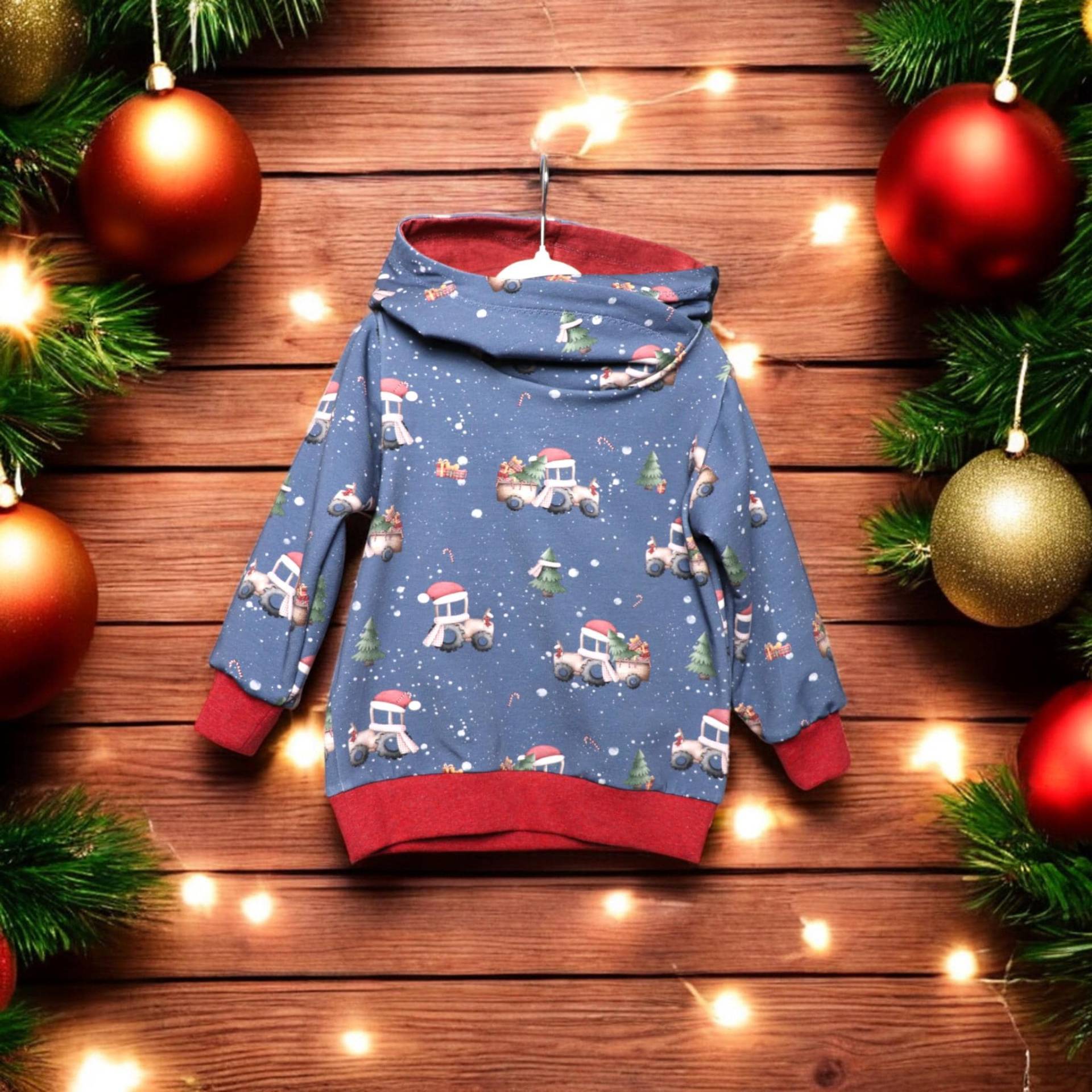 Hoodie Schalkapuze Weihnachten Trecker Kinder/Weihnachtspullover von Lueddjen