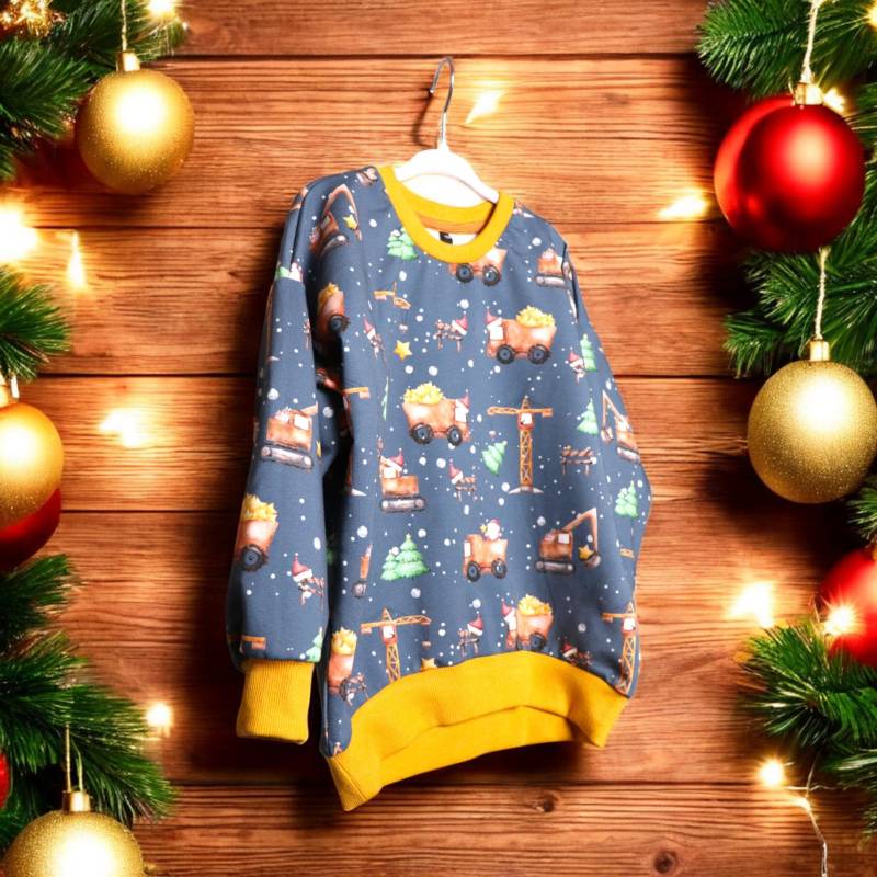 Oversized Sweater Baustelle Weihnachten Kind/Weihnachtspullover von Lueddjen