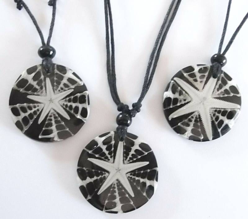 Echte Handarbeit Seestern Mit Kette Amulett Anhänger Star Stern Maritim Strand Beach Sommer Sonne Surfer Länge Verstellbar Unisex Neu von LuederitzDesign