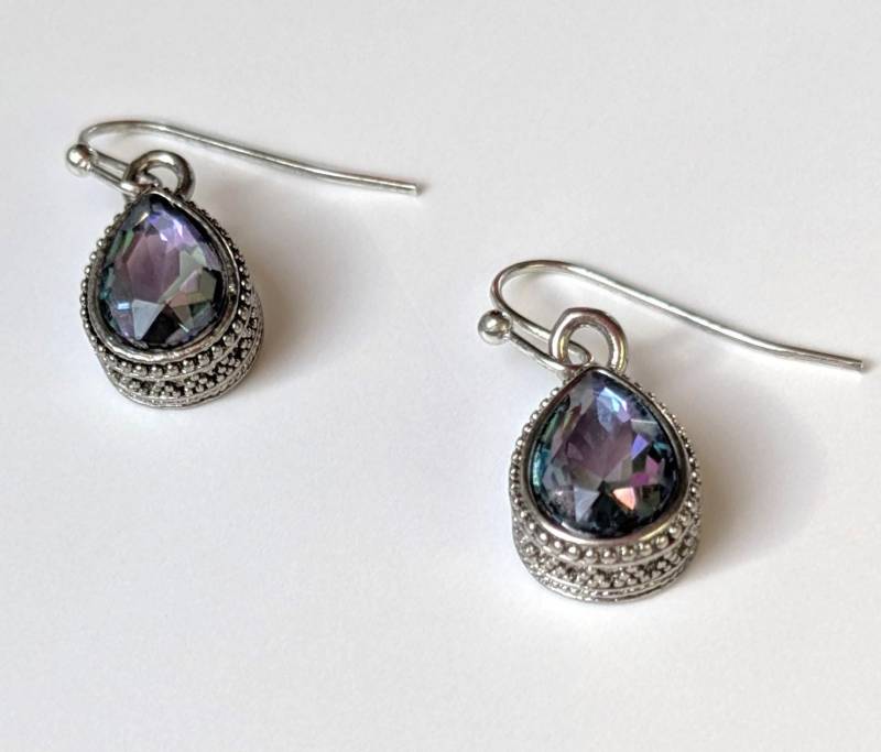 Ohrringe Silber Auflage Ohrhänger Edelstahl Hand Made Rainbow Crystal Color Juwelier Ohrschmuck Deutsche Schmuckmanufaktur Damen Mädchen von LuederitzDesign