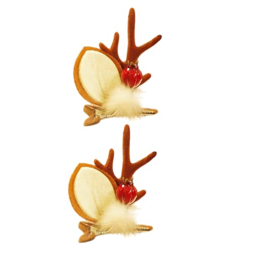 Lueear Rentier-Clips, 2 x niedliche Rentiergeweih Mädchen-Haarnadeln – Cartoon-Haarspangen, Haar-Accessoires, Weihnachtsgeschenke von Lueear