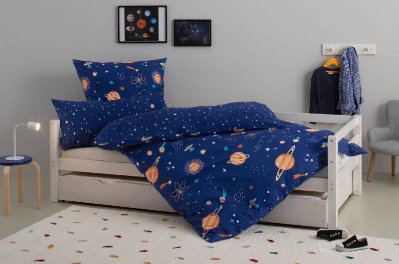 Lüttenhütt Kinderbettwäsche "CUDDLEE" 2 Stk. tlg. in vielen Designs: Dino,Einhorn,Weltraum,Baustelle,Herz,Trecker,Safari von Lüttenhütt