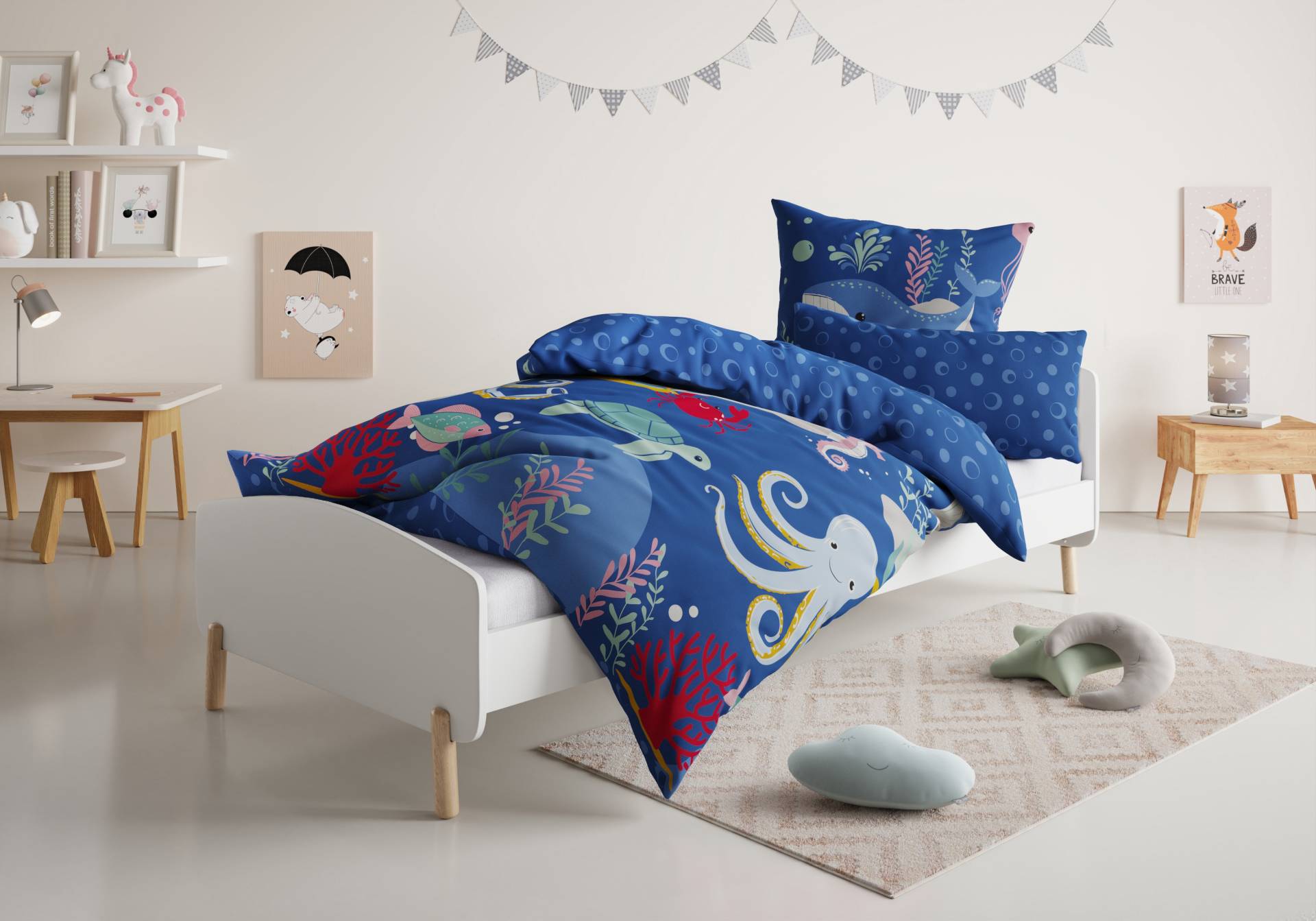 Lüttenhütt Kinderbettwäsche "CUDDLEE", in vielen Designs: Dino,Einhorn,Weltraum,Baustelle,Herz,Trecker,Safari von Lüttenhütt