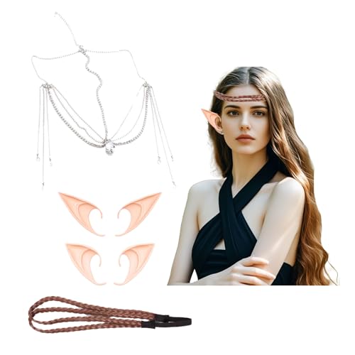 Elfenohren Elfen-Set Elfen Ohren Elastische Haarbänder Elfenohren Lange Kurz Engelsohren Cosplay Halloween Karneval von Lufdegim