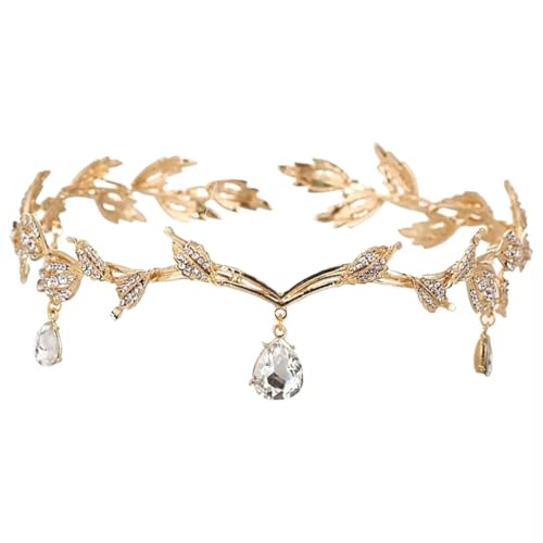 Tiara Krone Kristall, Prinzessin Krone Stirnband, Kristall Strass Hochzeits Kopfband Hochzeit Kristall Kopfschmuck für Braut Brautjungfern Geburtstag Hochzeit Halloween Kostüm Party (Gold) von Lufdegim