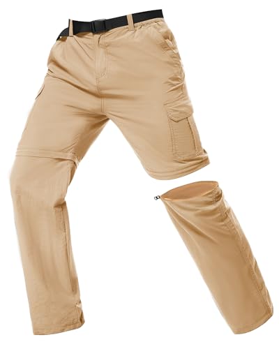 Lufebut Wanderhose Herren Zip Off Sommer, Abnehmbar Trekkinghose Outdoorhose mit 5 Taschen, Atmungsaktiv Schnell Arbeit Hosen Trockend Funktionshose Softshellhos（Empfohlen: eine Größe größer wählen） von Lufebut