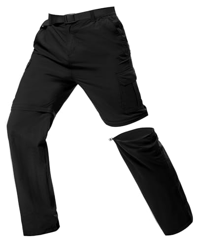 Lufebut Wanderhose Herren Zip Off Sommer, Abnehmbar Trekkinghose Outdoorhose mit 5 Taschen, Atmungsaktiv Schnell Arbeit Hosen Trockend Funktionshose Softshellhos（Empfohlen: eine Größe größer wählen） von Lufebut