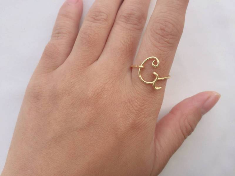 Benutzerdefinierte Erste Ring, Gold Schmuck, Silber Buchstabe G Namensring, Personalisierte Brautjungfer Geschenk, Hochzeitsgeschenk Benutzerdefinierte Erste Ring, Gold Schmuck, Silber Buchstabe G Namensring, Personalisierte Brautjungfer Geschenk, Hochzeitsgeschenk von LuffyDesigns