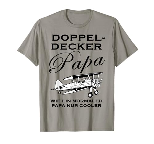 Herren Doppeldecker Flugzeug Pilot Flieger Papa Vater Herren Spruch T-Shirt von Luftfahrt Geschenkideen für Männer