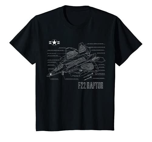 Kinder Amerikanischer Tarnkappenjäger F22 Raptor Blaupause T-Shirt Kinder Amerikanischer Tarnkappenjäger F22 Raptor Blaupause T-Shirt von Luftwaffe F-22 Tarnkappen-Kampfflugzeug