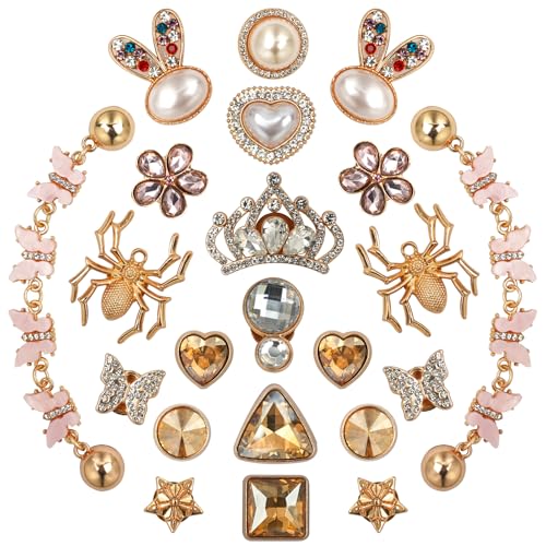 Lugailly Glitzernde Schuh-Anhänger für Damen und Jugendliche – Schuh-Dekorations-Anhänger aus Goldlegierung mit Strasssteinen und Perlen für Clog-Sandalen (Weihnachtsgeschenke und Partygeschenke) von Lugailly