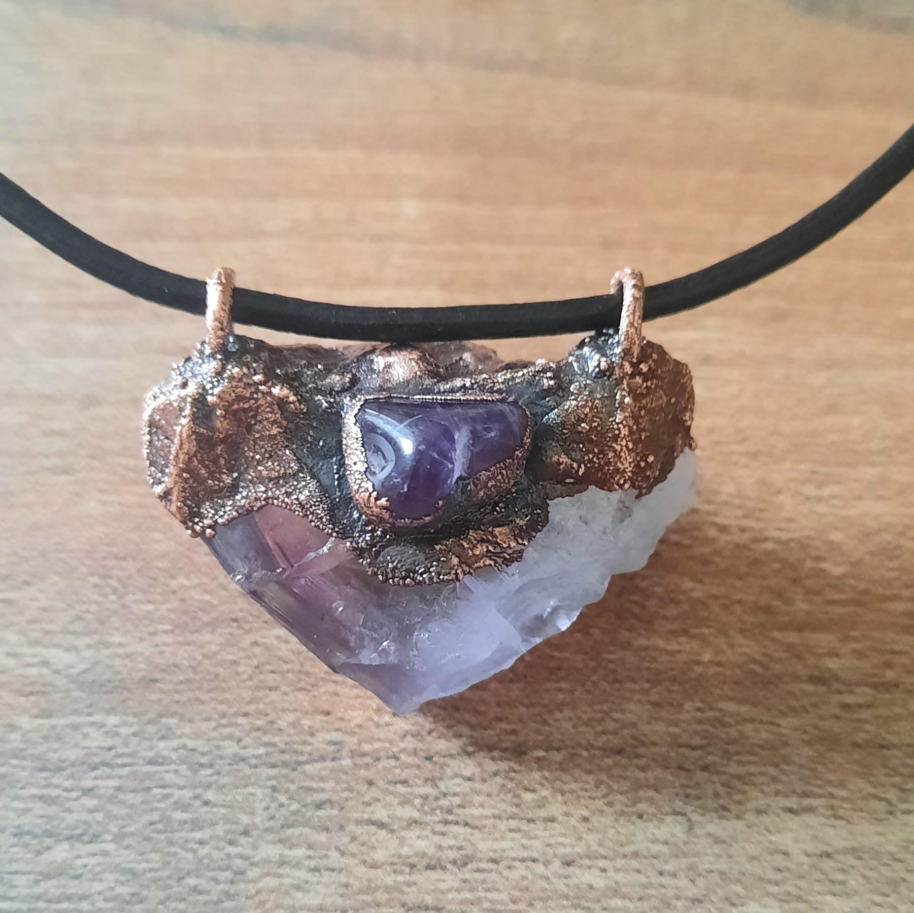 Amethyst Anhänger Halskette Electroformed Kupfer von LughsAtelier