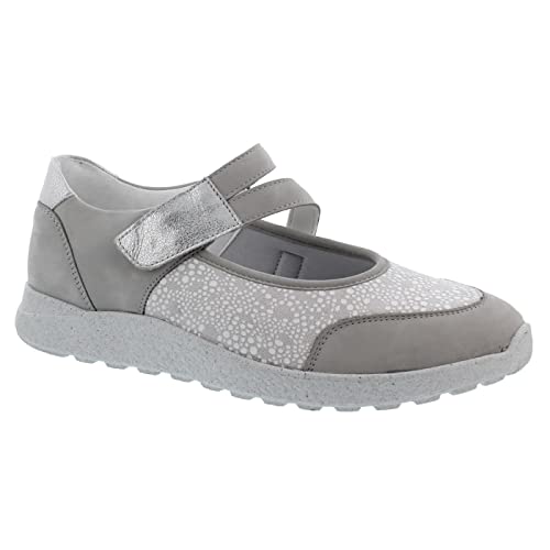 Waldläufer H-Alina Klett-Ballerina, Leder/Stretch, Cement Silber, OrthoTritt, Weite H 778H31-304-013 (Größe: 37) von Lugina Schuhfabrik GmbH