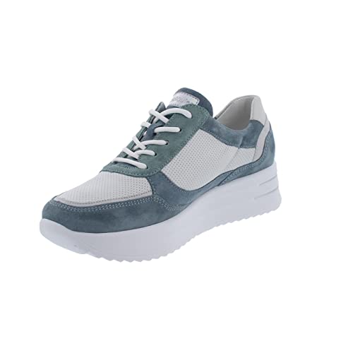 Waldläufer, H-Arianna Sneaker, Nubuk- / Glattleder, Denim lightgrey Cyan, Weite H 755004-501-263, Größe 38.5 EU von Lugina