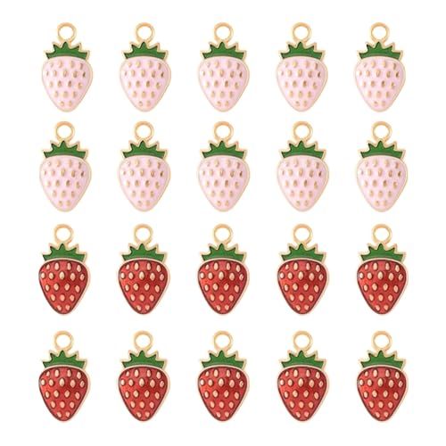Luhaomisky Erdbeer-Charms, Emaille, Erdbeeren, klein, Zubehör für Geldbörse, Schmuckherstellung, 20 Stück von Luhaomisky