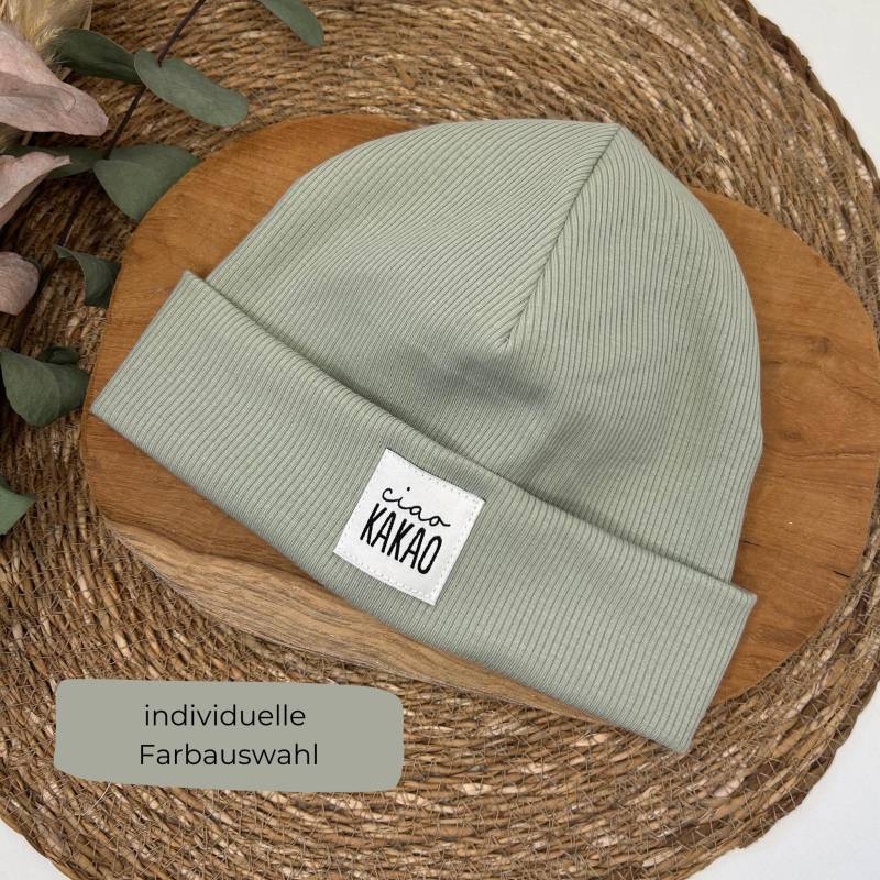 Hipster Beanie Aus Ribjersey - Mit Weißem „Ciao Kakao" Label Verschiedene Farben Möglich von Luibu