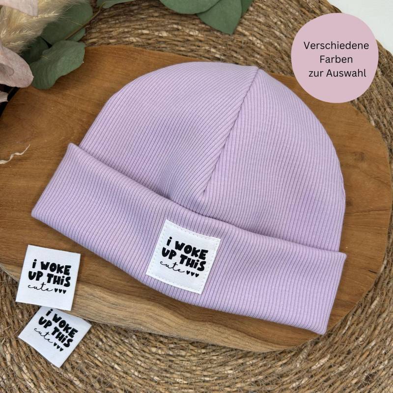 Hipster Beanie Aus Ribjersey in Flieder - Mit Label Verschiedene Farben Möglich von Luibu