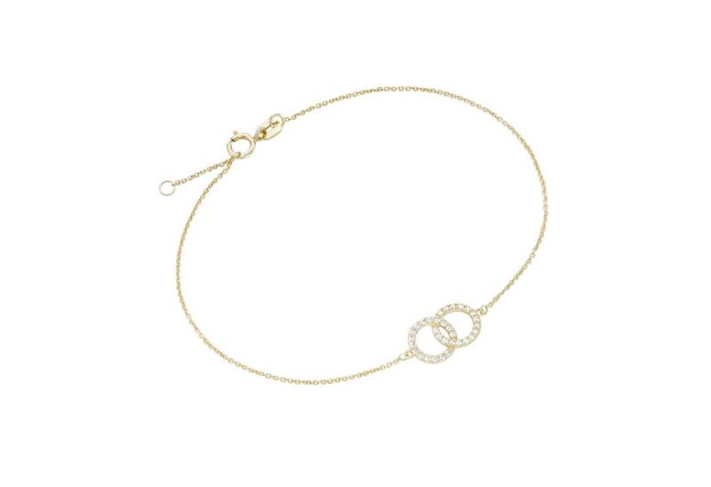 Luigi Merano Armband Mittelteil zwei verschlungene Ringe mit Zirkonia, Gold 375 von Luigi Merano