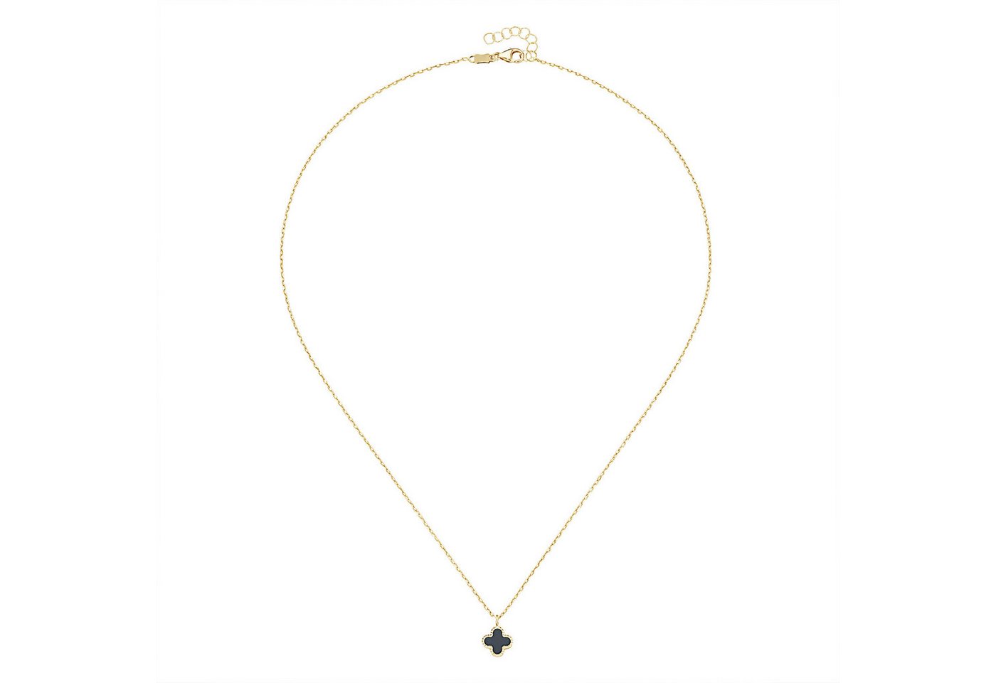 Luigi Merano Goldkette Anhänger-Blüte mit Onyx, Gold 375 von Luigi Merano