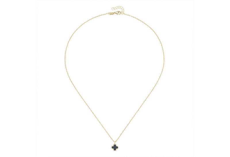 Luigi Merano Goldkette Anhänger-Blüte mit Onyx, Gold 375 von Luigi Merano