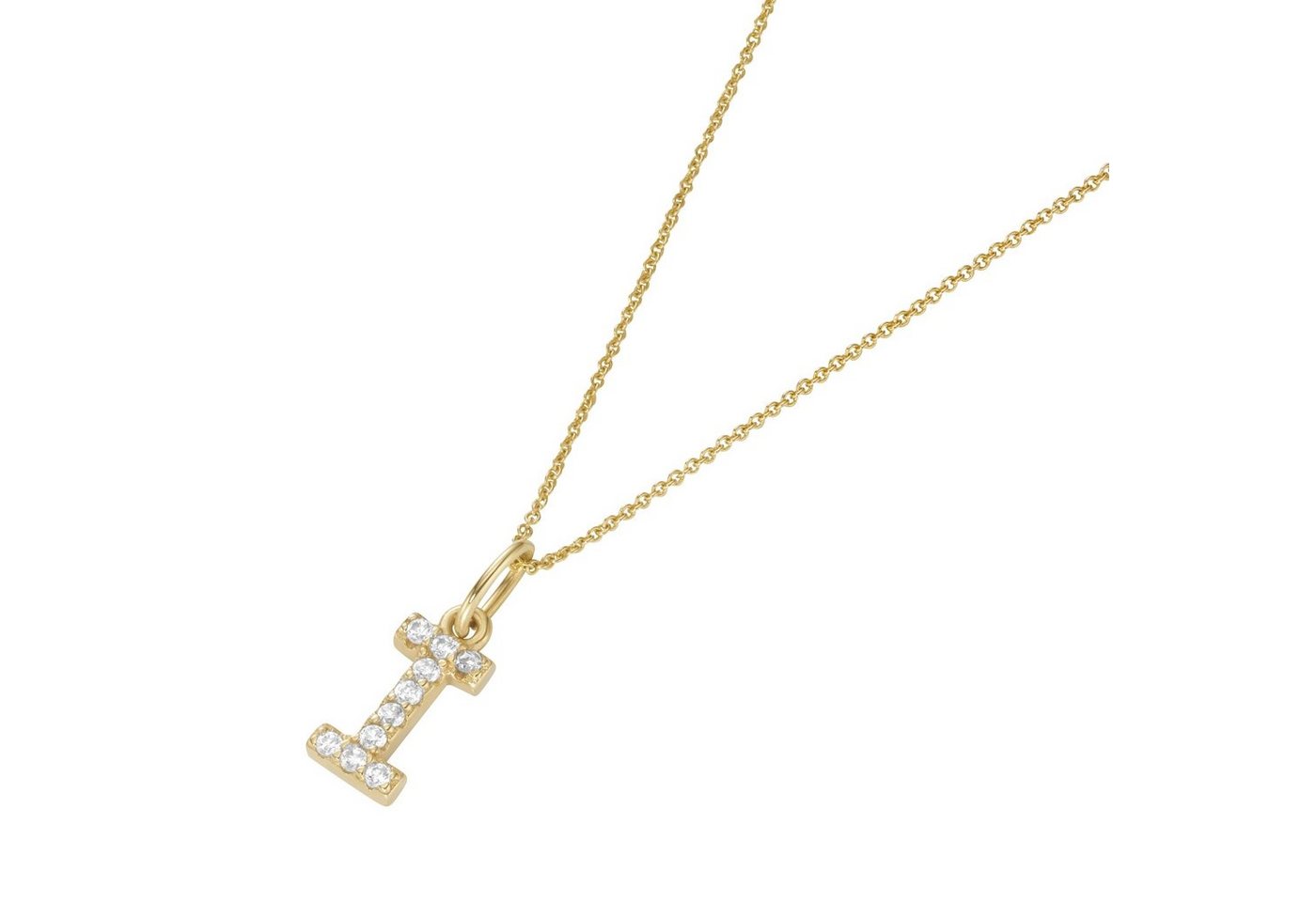 Luigi Merano Kette mit Anhänger Anhänger Buchstabe I mit Zirkonia, Gold 375 von Luigi Merano