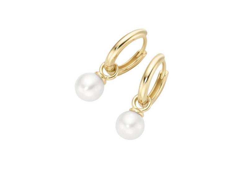 Luigi Merano Paar Creolen Süßwasserperlen als Behang, Gold 585 von Luigi Merano