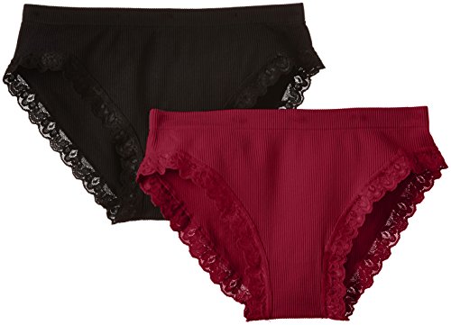 Luigi di Focenza Damen 1693 Slip, Rot (Bordeaux-schwarz 348/001), 38 (Herstellergröße: S/M) (2er Pack) von Luigi di Focenza