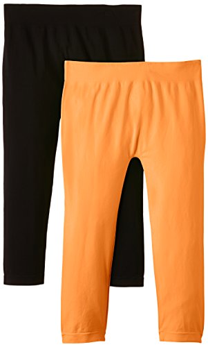 Luigi di Focenza Damen 1712 Legging, 100 DEN, Orange (Neonorange-schwarz 299/001), One Size (2er Pack) von Luigi di Focenza