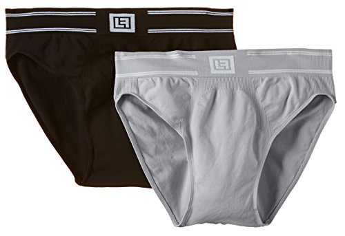 Luigi di Focenza Herren Slip 1620, 2er Pack, Grau (grau-schwarz 076/001), Large (Herstellergröße: L/XL) von Luigi di Focenza