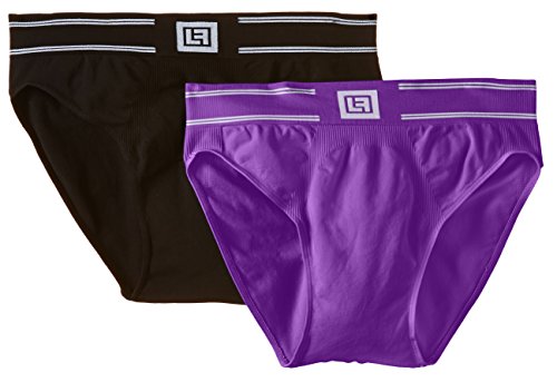 Luigi di Focenza Herren Slip 1620, 2er Pack, Mehrfarbig (NeonPurple-Schwarz 299/001), Large (Herstellergröße: L/XL) von Luigi di Focenza