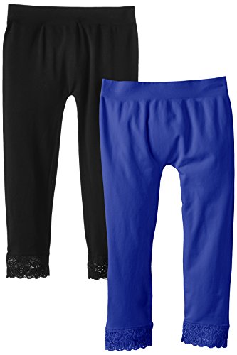 Luigi di Focenza Mädchen 1606 Legging, Blau (Royalblau-schwarz 334/001), One Size (2er Pack) von Luigi di Focenza