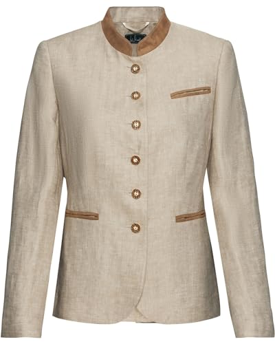 Luis Steindl Stehkragenjacke in Fischgratmuster Beige 42 von Luis Steindl
