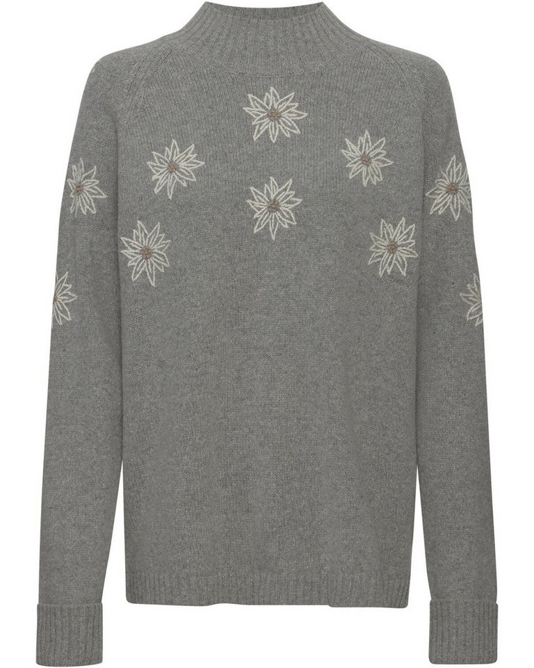 Luis Steindl Strickpullover Stehkragenpullover mit Edelweiß-Stickerei von Luis Steindl