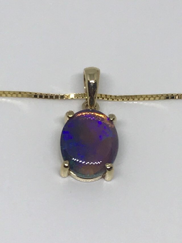 14K Gelb Gold Schwarz Opal Anhänger von LuisApenJewelry
