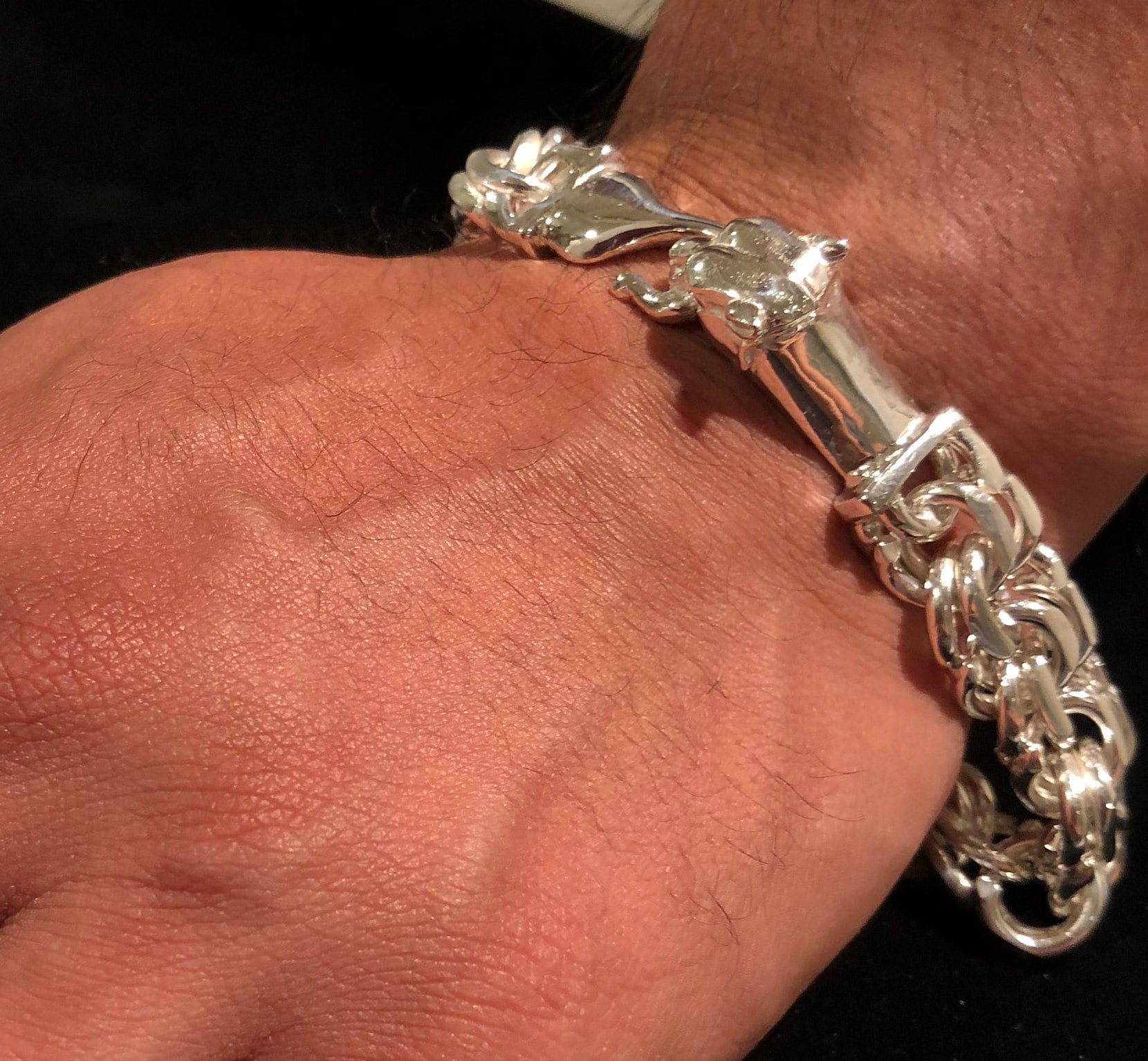 sterling Silber Schwarzes Panther Armband von LuisApenJewelry