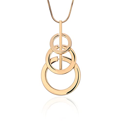 LuisFranklin Halskette Pulloverkette Ketten Schmuck Frauen Anhänger Necklace Große Mehrschichtige Kreise Anhänger Halskette Elegante Lange Halskette Für Frauen Pullover Fashion Statement Schmuck Gold von LuisFranklin