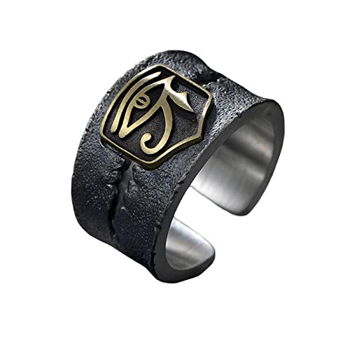 LuisFranklin Ring Ringe Herren Damen Bijouterie Frauen Schmuck Eheringe Vintage Altes Ägypten Auge des Horus Offen Verstellbarer Ring Männer Mode Amulett Schmuck Geschenk Veränderbar S2 von LuisFranklin