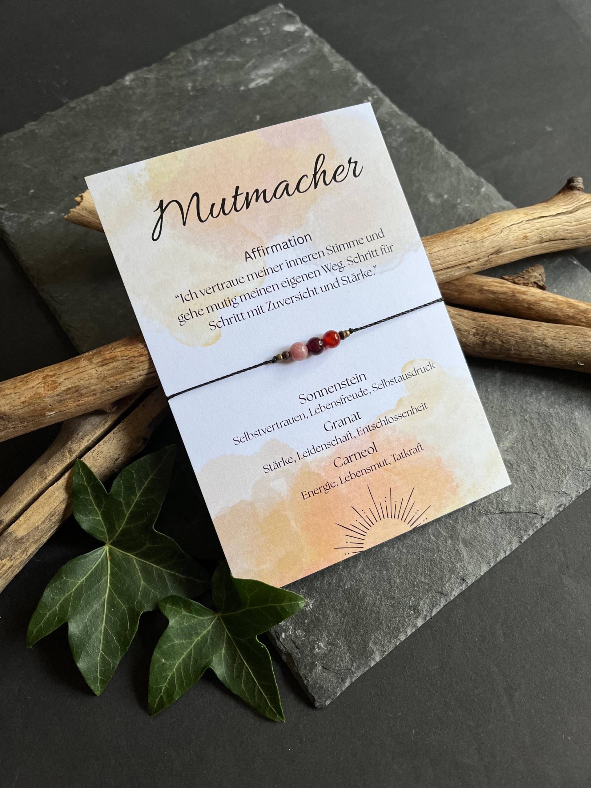 Edelstein Armband Mutmacher Mit Sonnenstein, Granat, Karneol-Armband Für Mut, Selbstvertrauen & Lebensfreude, Heilstein, Geschenkidee, Kristall von Luisaskunstatelier