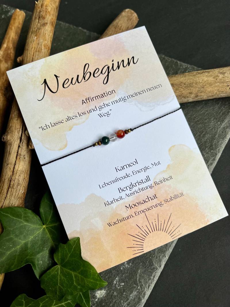 Neubeginn Armband, Edelstein Makramee Armband, Schutzstein, Schutzarmband, Silber Gold, Karneol, Moosachat, Bergkristall, 6mm, Glücksbringer von Luisaskunstatelier