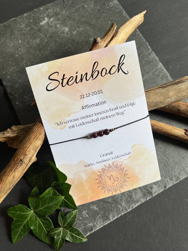 Sternzeichen Armband Steinbock Mit Granat | Edelstein Damen Schutzstein Schmuck Heilstein Geschenkidee Für von Luisaskunstatelier