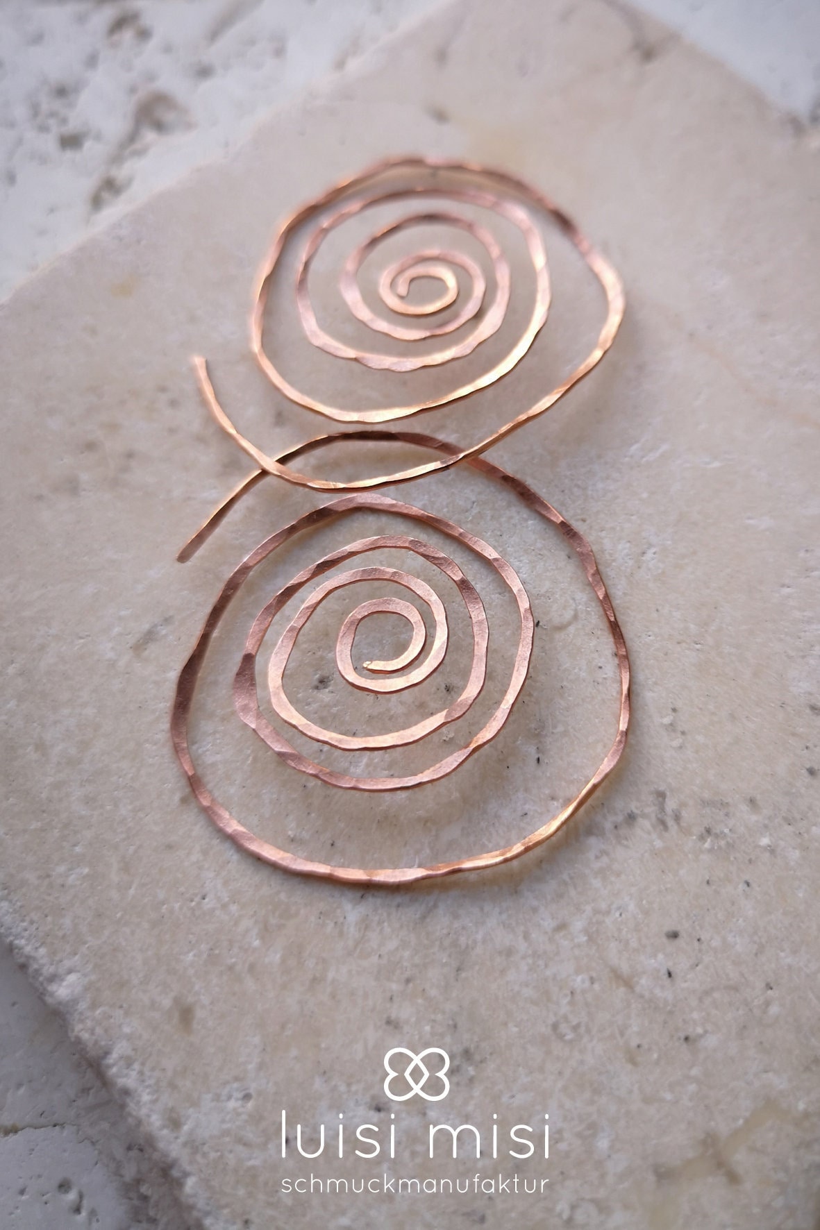 Creolen Kupfer Spirale, Gehämmert, Kreis Des Lebens, Kupfer Ohrringe, Ohrhänger Minimalistisch, Leichte Statement Rosegold Farben Creolen Kupfer Spirale, Gehämmert, Kreis Des Lebens, Kupfer Ohrringe, Ohrhänger Minimalistisch, Leichte Statement Rosegold Farben von LuisiMisi