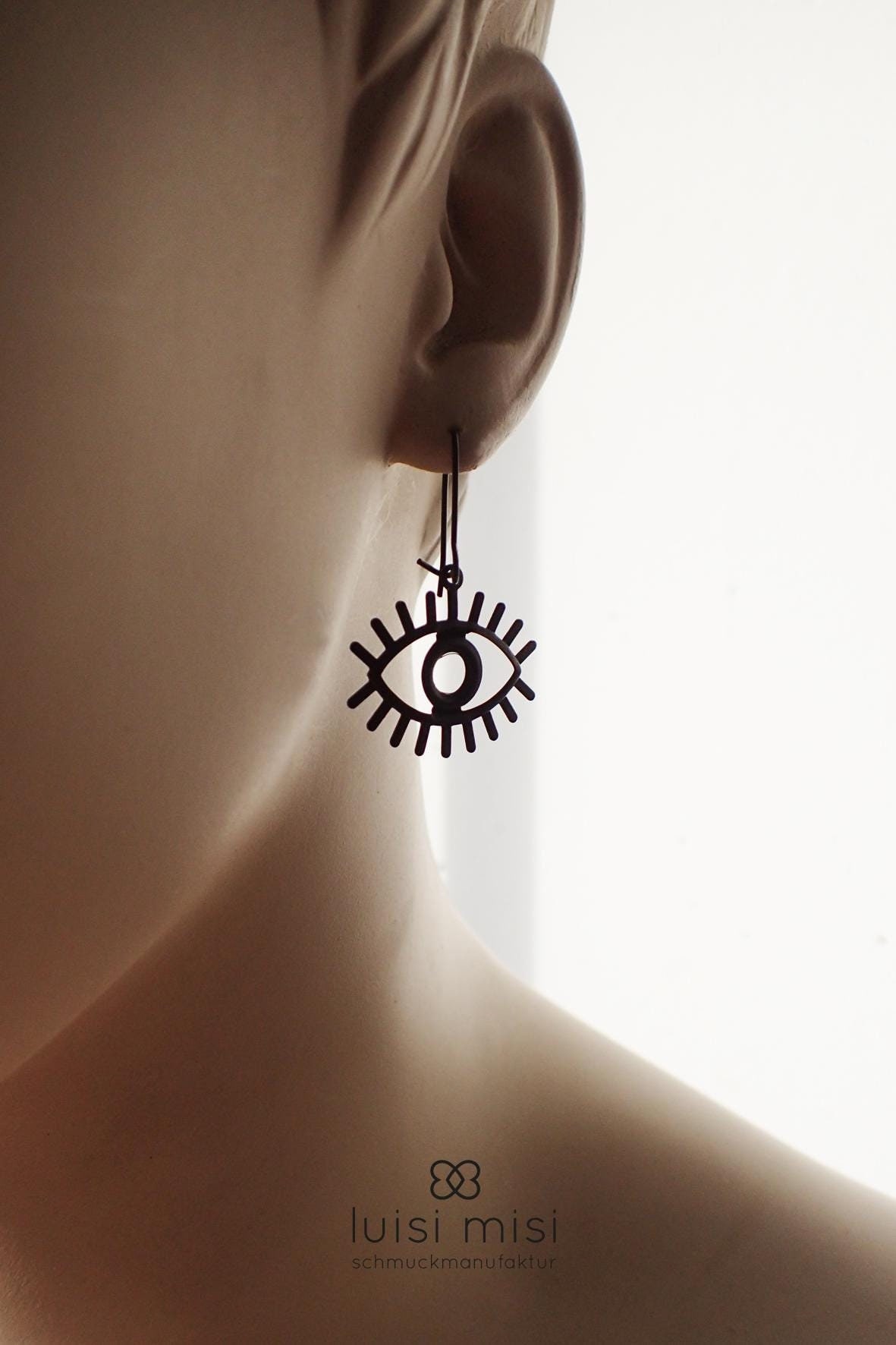 Ohrringe Auge , Schwarzes Auge, Evil Eye Ohrringe, Clip On Clips, Ohrclips, Statement Schwarze Hippie, Boho Ohrringe Auge , Schwarzes Auge, Evil Eye Ohrringe, Clip On Clips, Ohrclips, Statement Schwarze Hippie, Boho von LuisiMisi